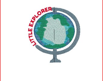 Earth Globe "Little Explorer" Embroidery Design (Digital File)