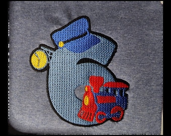 Train Number Birthday Embroidery Design (Instant Download)