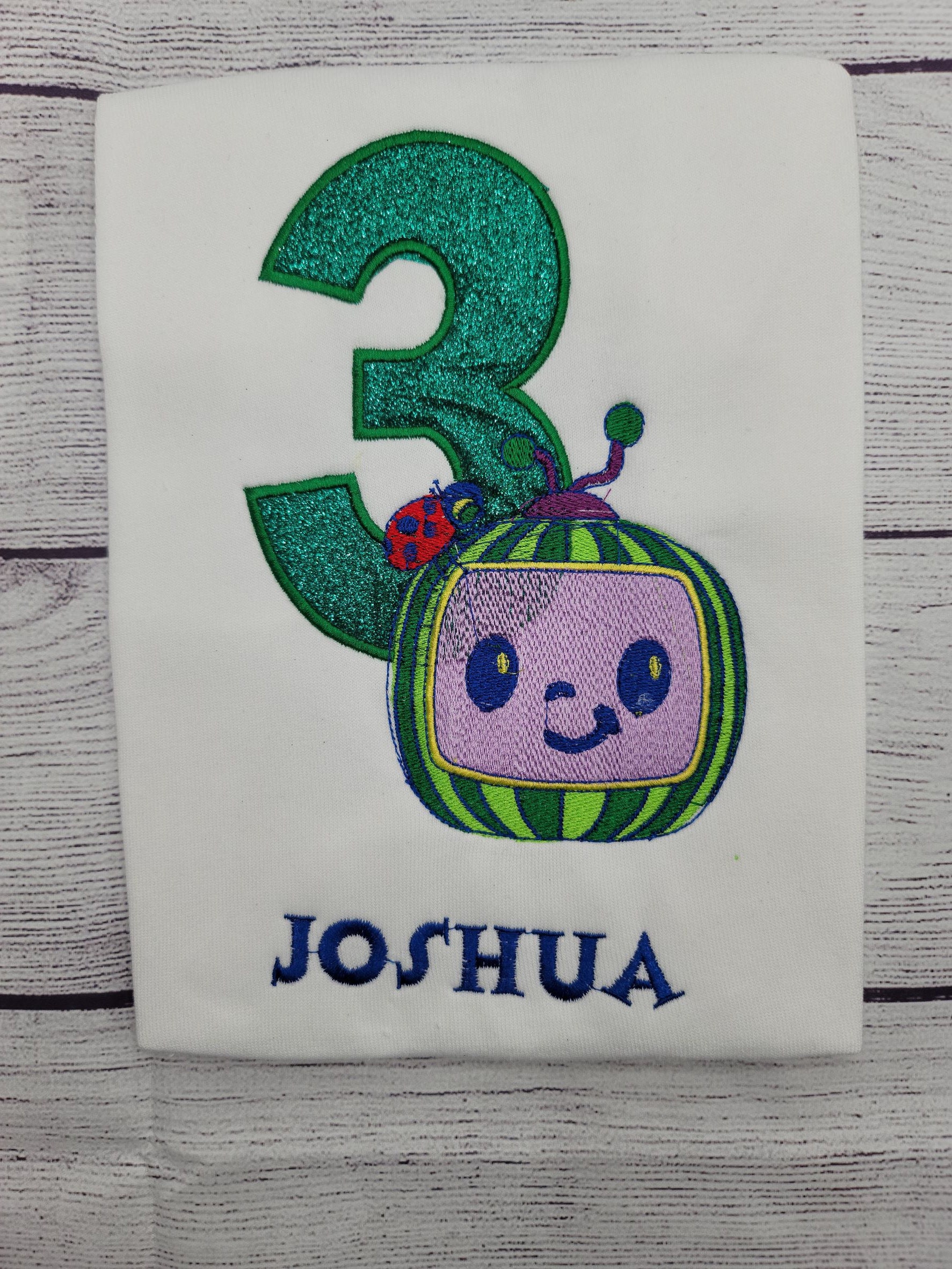 Cocomelon Birthday T-shirt. Embroidery Personalized Birthday - Etsy
