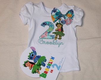 Lilo & Stitch Birthday T-Shirt, Embroidered Personalized Gift