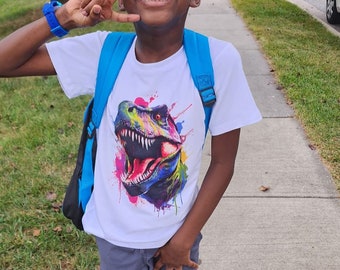 Dino Rock T-Rex T-Shirt | 100% Cotton, Kids & Adult