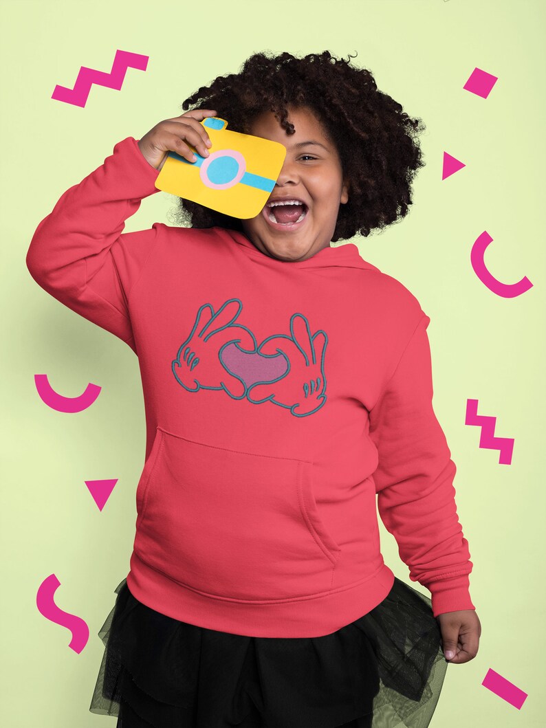 Kids Heart Embroidery Hoodie Mouse Hand Embroidery Hoodie Valentine