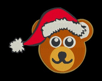 Bear Embroidery Design| Santa Hat Design| Santa Bear Embroidery Design