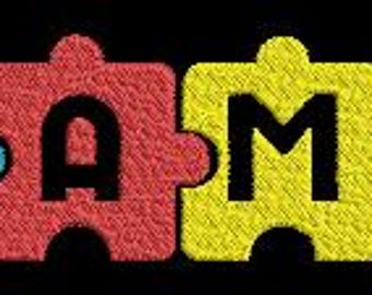 Autism MAMA embroidery Design| Puzzle MAMA digitized file| MAMA Embroidery digitized design