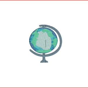 File di ricamo World Globe Spin, disegno ricamo globo terrestre, file digitale Ritorno a scuola, ricamo globo terrestre