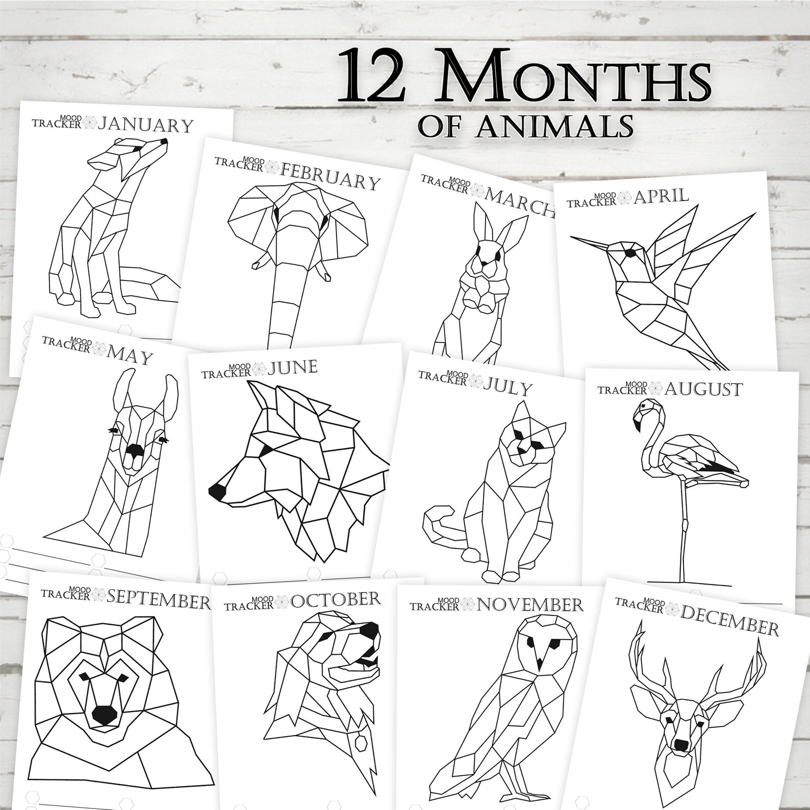 PRINTABLE Monthly Mood Tracker Geometric Coloring Planner | Etsy