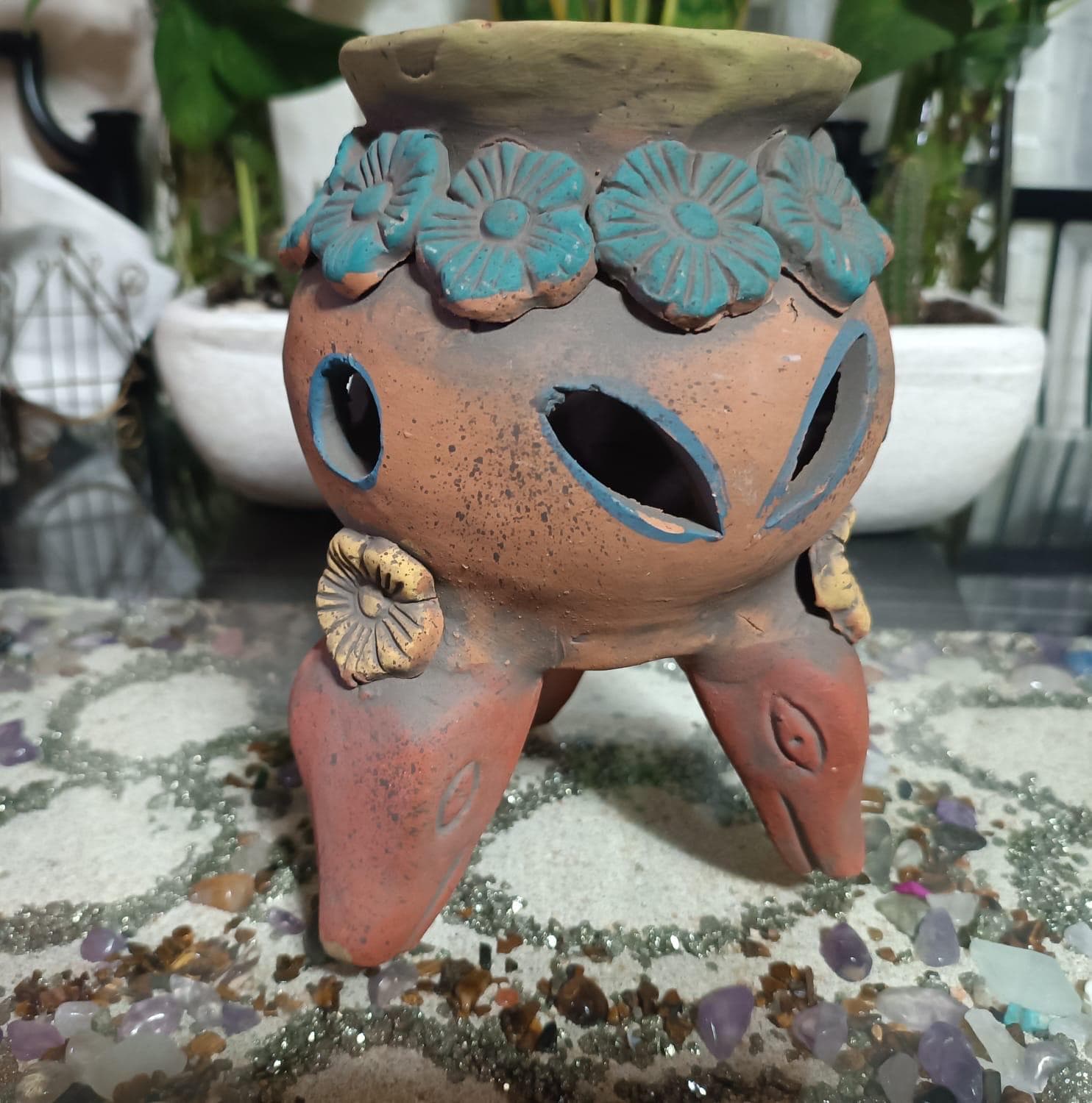 Copal Burner Xochitl Flowers Resin Incense Popoxcomitl Aztec Mayan