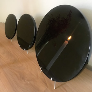 Black Solar Obsidian Mirror Fire Stone Volcanic Stone Handmade Artisan 20 cm 15 and 10 cm Shamanism Readings