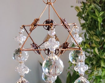 Powerful Merkaba 7 Archangels with Light Reflecting Crystals Sacred Geometry includes Orgonite or White or Rose Quartz Sphere