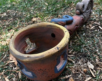 Bruciatore Di Incenso In Argilla Smaltata Fatto A Mano Con Ventaglio Intrecciato - Copalera Tradizionale Viola Per Rituali E Decorazione - 3