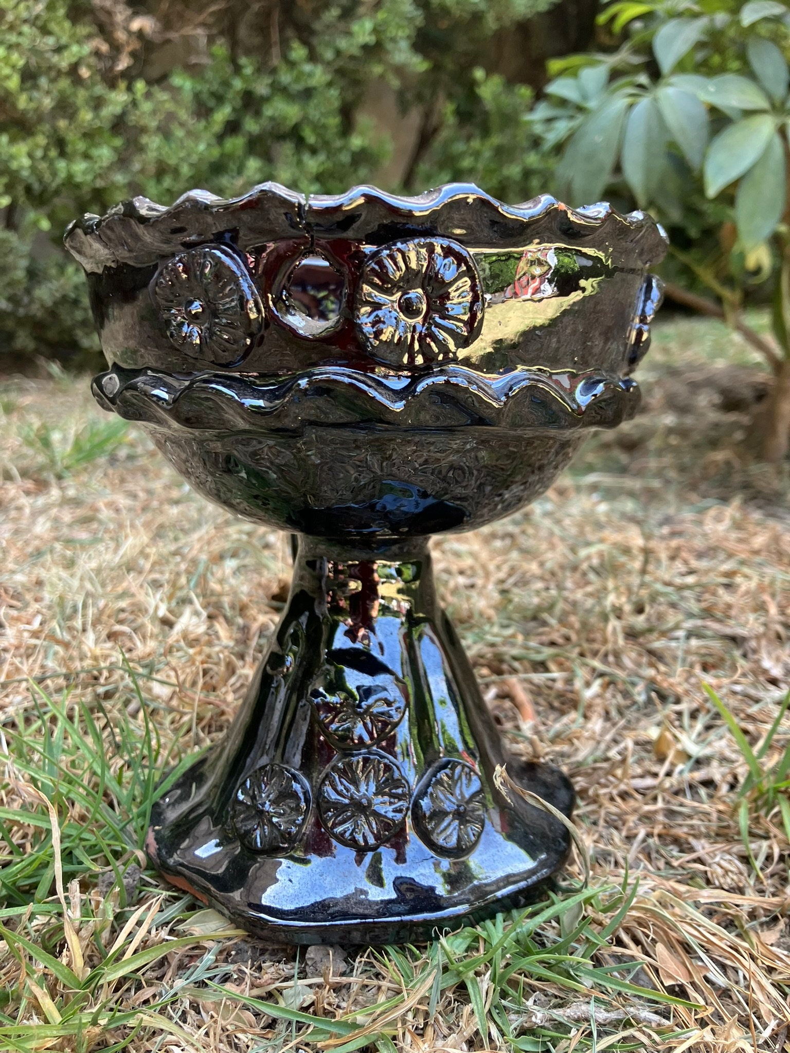 Black Copal Burner Natural Color Clay Handmade Artisan Incense