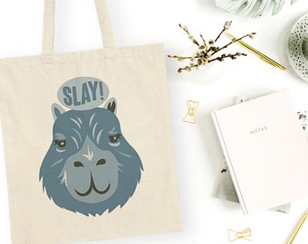 Retro Style Capybara Tote: 100% Baumwolle, Good Vibes Design, perfektes Geschenk, umweltfreundlich und langlebig, einzigartige und stilvolle Geschenkidee