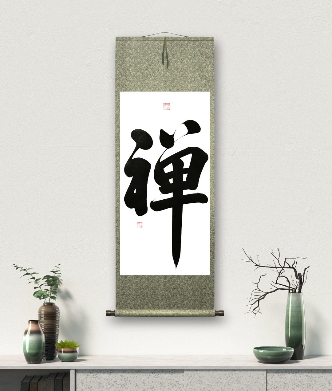 45x17 Inches Long Scroll Hangings Zen 禅 Chinese Japanese Cursive