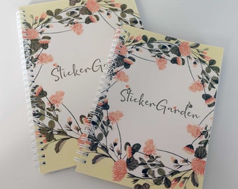 Cuaderno de pegatinas reutilizables con diseño floral vintage de Sticker Garden / Libro de pegatinas en blanco / Libro de pegatinas de flores / Almacenamiento de pegatinas / Álbum de pegatinas