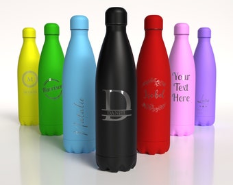 Personalised Water Bottle Engraved Drinks Bottle Double Wall Insulated Flask Perfect Custom Reusable Stainless Steel Gift 500ml