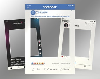 Customised Social Media Selfie Frame Bespoke Facebook Instagram TikTok effect Personalised Wedding Gift Ideal Party Event Decoration