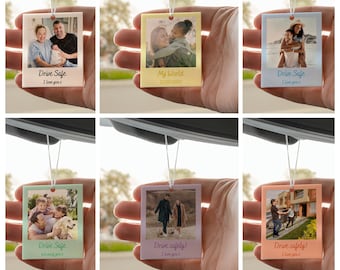 Personalised Photo Car Ornament Hanging Car Polaroid Any Image Driving Test Pass Gift Idea First Car Charm Gift Christmas Home Decor Bedroom