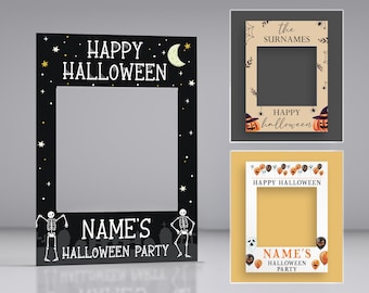 Customisable Halloween Selfie Frame Bespoke Personalised Party Decoration Ideal Photo Prop Spooky Autumn Pumpkin Cobweb