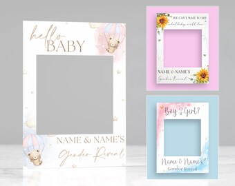 Customisable Gender Reveal Selfie Frame Bespoke Personalised Party Decoration Ideal New Baby Gift Neutral Gender Reveal