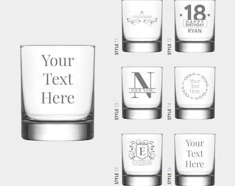 Personalised Whiskey Glass Engraved Custom Etched Bespoke Glass Any Text Custom Gift for Whisky Glassware Wedding Gift
