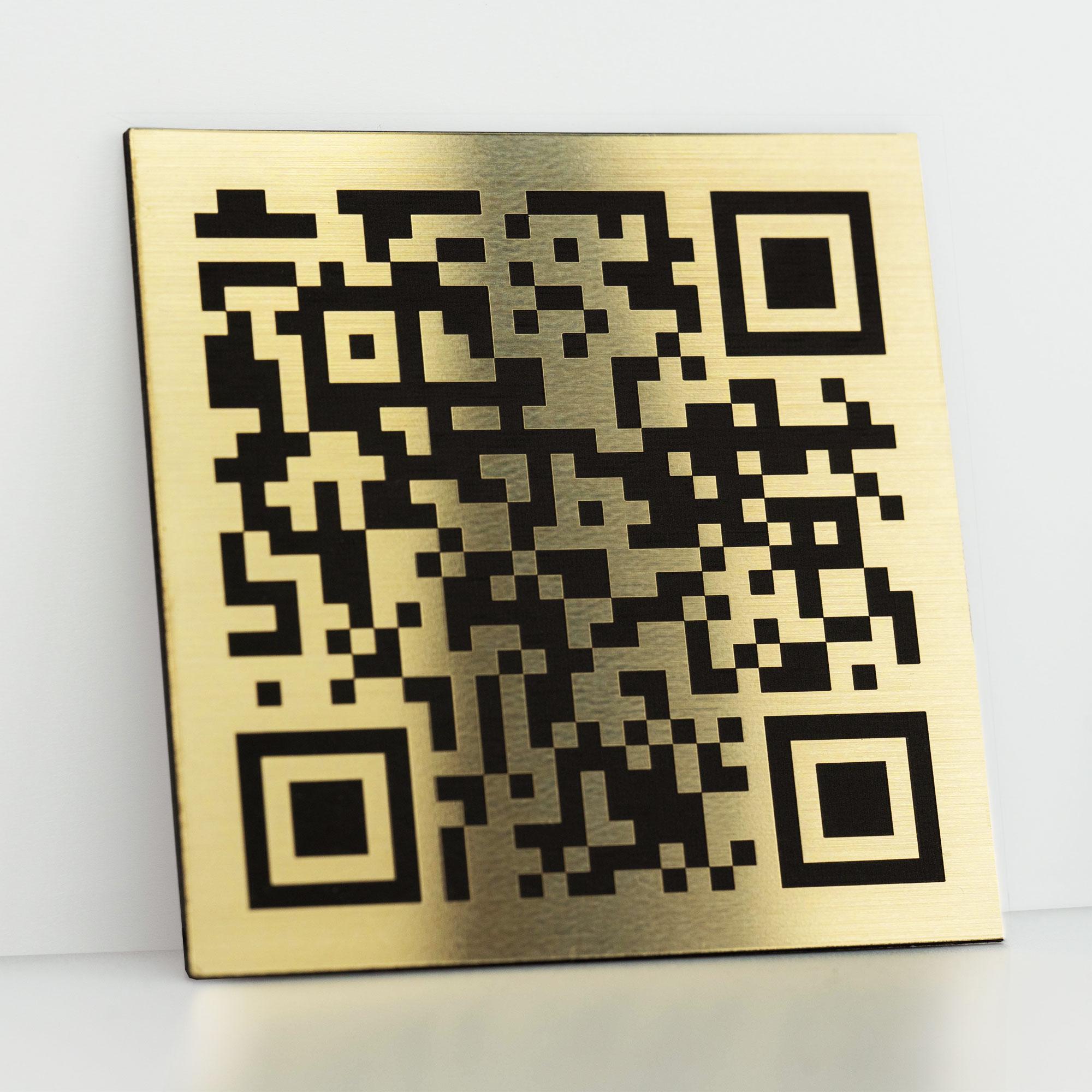 Plastic Laminate QR Code Sign Metal Effect Engraved Labels Custom ...