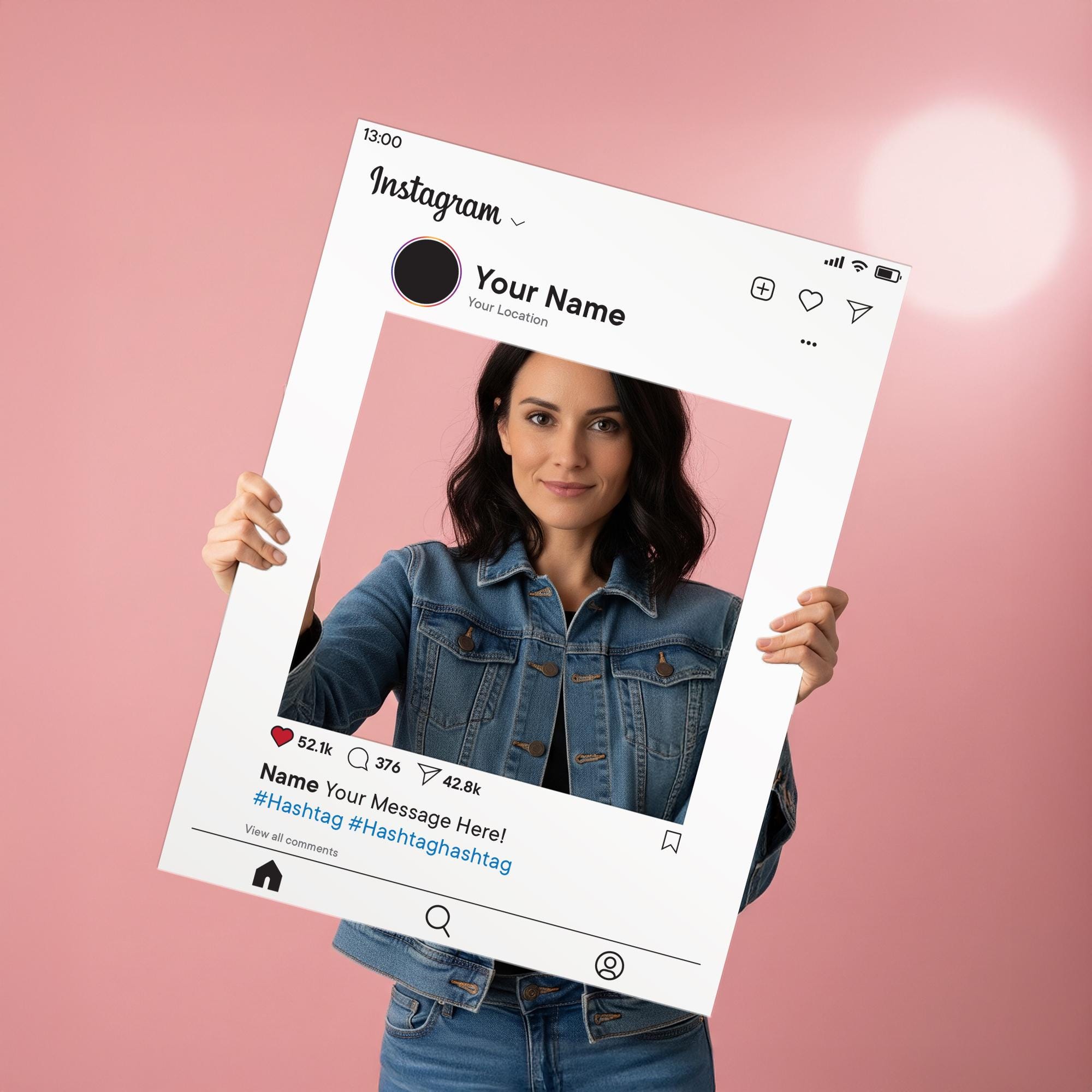 Customisable Social Media Selfie Frame Bespoke Instagram Effect