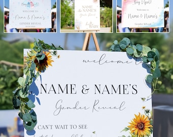 Gender Reveal Welcome Sign - Customised Printed Welcome To Our Gender Reveal Signage - Large Personalised Gender Reveal Sign