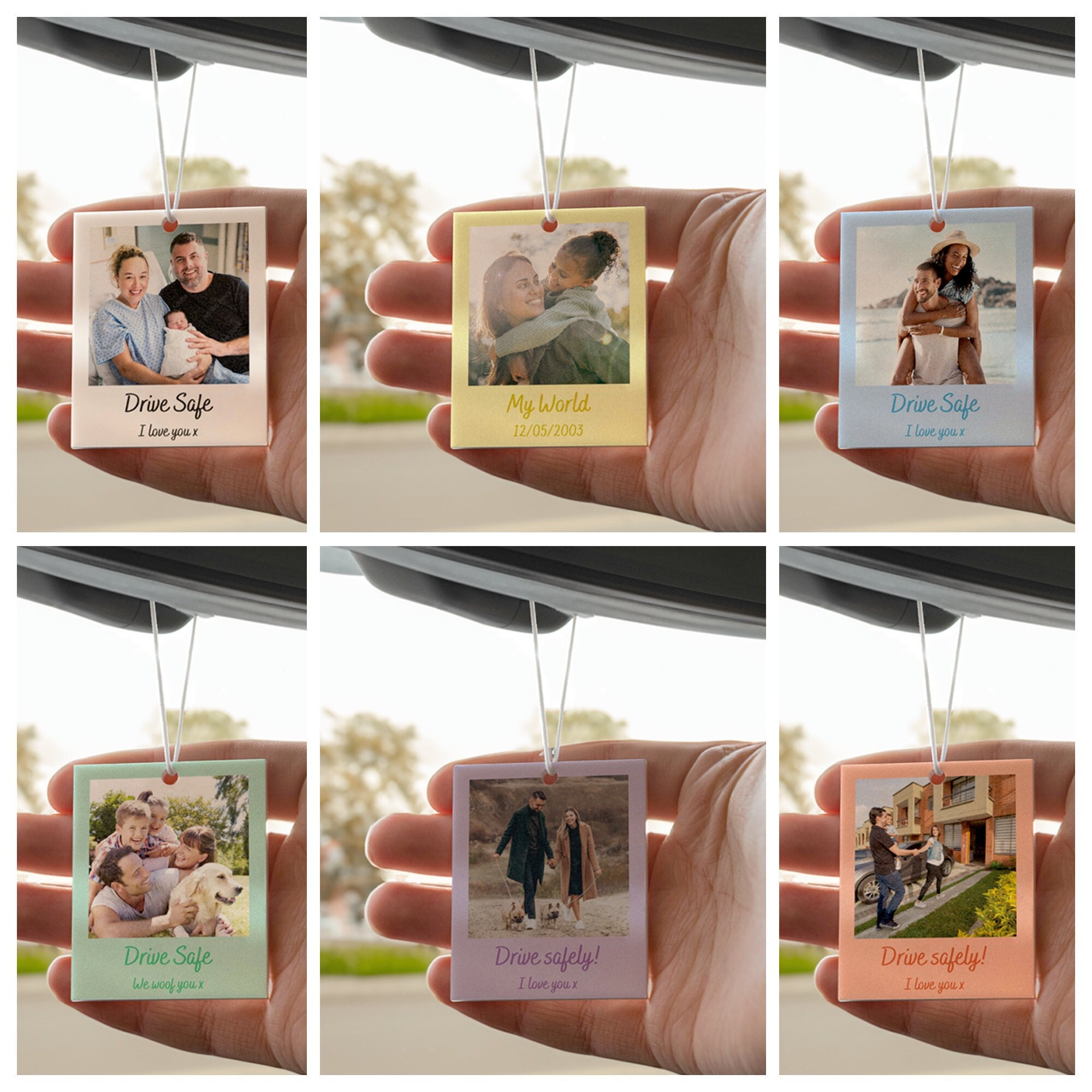 Personalised Photo Car Ornament Hanging Car Polaroid Any Image Driving Test  Pass Gift Idea First Car Charm Gift 