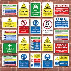 Construction Site Health and Safety Signs Metal / Plastic Boards ...