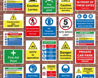 Construction Site Health and Safety Signs Metal / Plastic Boards & Stickers