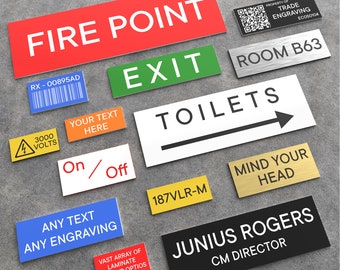 Plastic Laminate Sign Engraved Labels Custom Etched Industrial Sign Plaques Any Shape, Size and Colour
