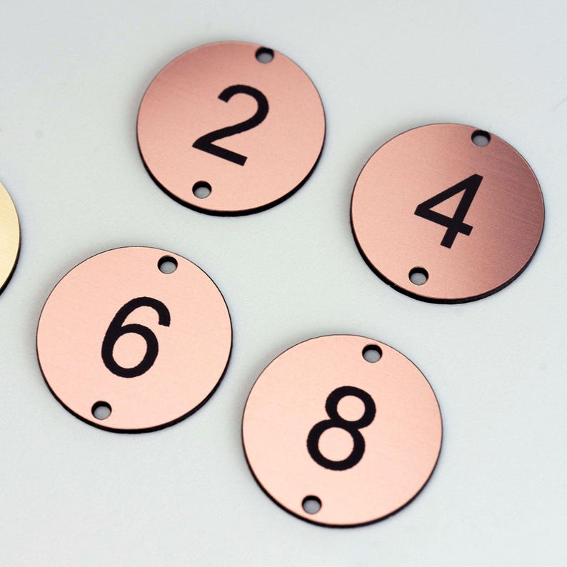 Plastic Laminate Table Locker Numbers Metal Effect Engraved Labels ...