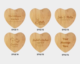 Personalised Heart Chopping Board Engraved Wooden Cutting Board