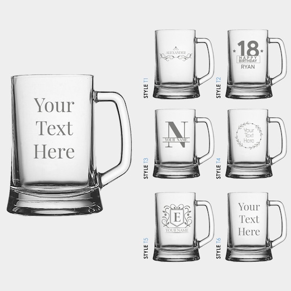 Personalised Engraved Glass Tankard Beer Mug 14oz (40cl) - Foto 2