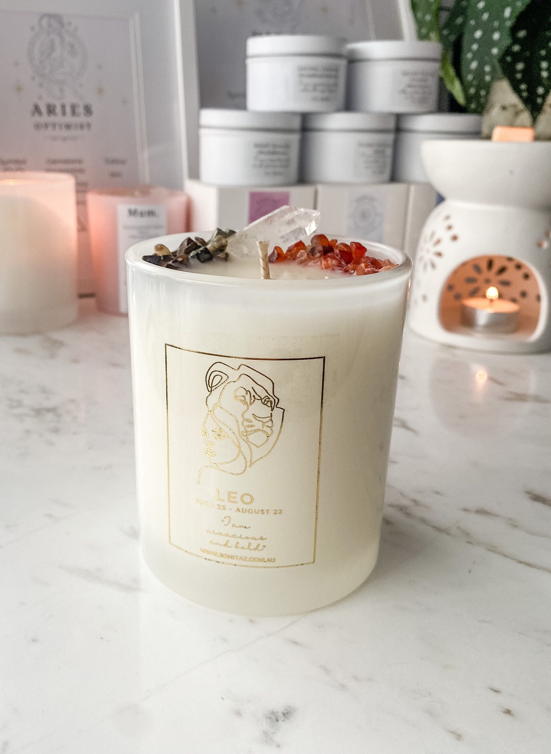 LEO Zodiac Crystal Candle Candles Home Decor Gurley Etsy Australia