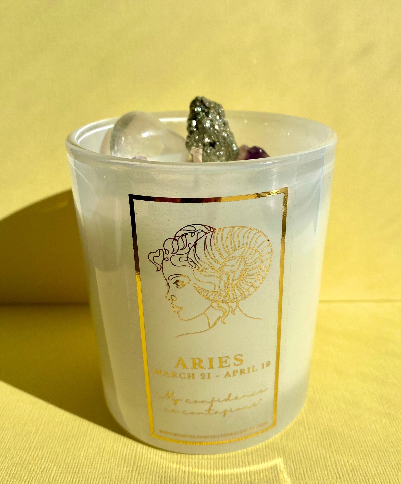 ARIES Zodiac Crystal Healing Candle Etsy