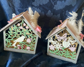 Romantic cutout Shabby Chic decorative birdhouse Set