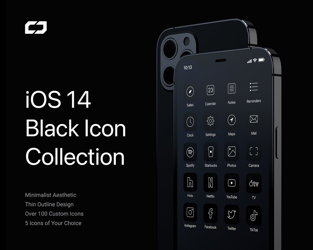 Ios 14 Black Icon Collection - Etsy