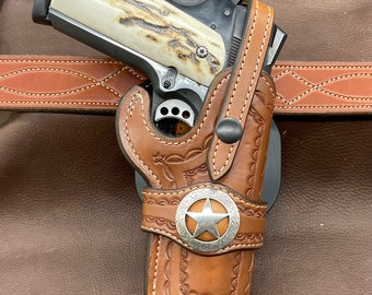 Paddle Rancher Cowboy Holster for 1911 5” Colt, Kimber with Old West Tooled Border with Star Concho *Made to Order*