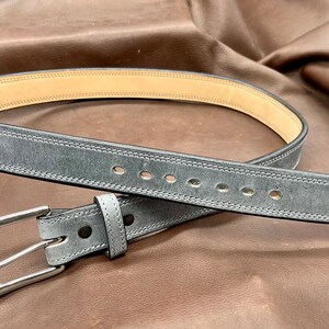 1.5 Inch Heavy Duty Carry Belt Genuine Water Buffalo in Weathered Grey size 40 *In Stock*