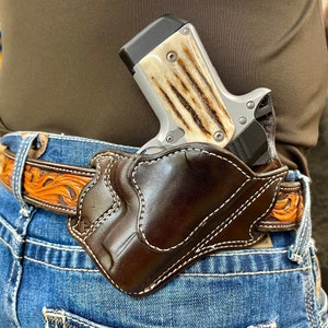 Texas Bodyguard Holster RH Kimber Micro 9 in Chocolate w/ Brown Stitch In Stock image 3