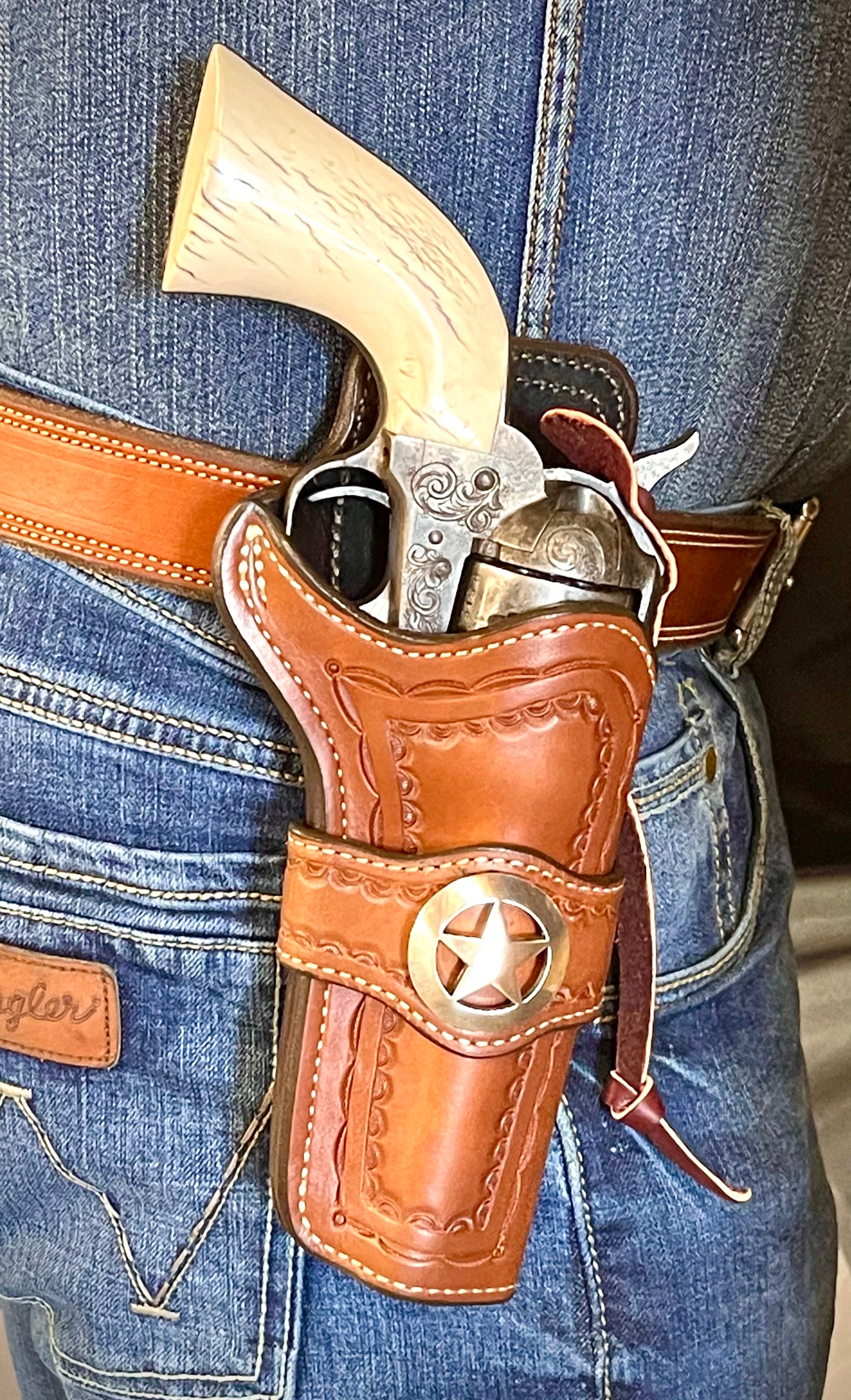 Handmade Leather Holster, Holster With Ammo Loops, Revolver Holster,  .357/.44/.45 Revolver Holster 