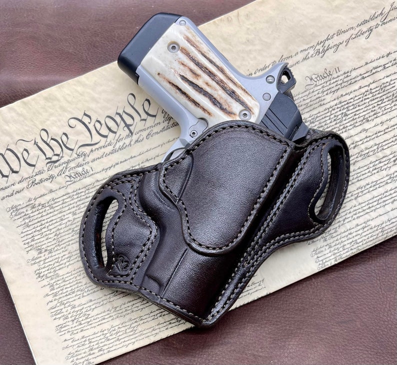 Texas Bodyguard Holster RH Kimber Micro 9 in Chocolate w/ Brown Stitch In Stock image 1