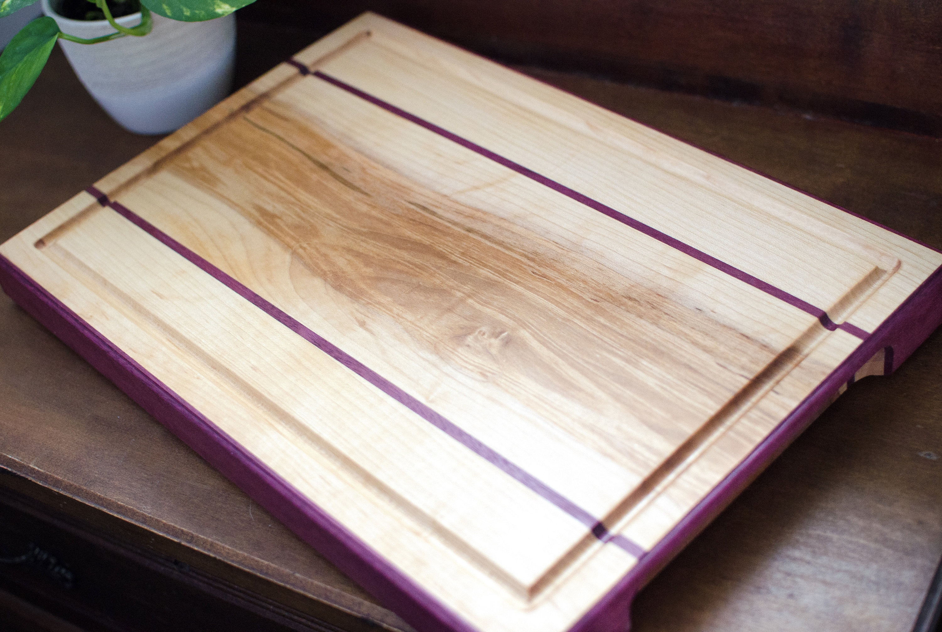 Maple and purple heart cutting board with signature frame Etsy