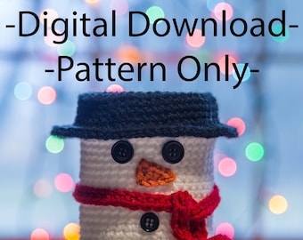 Crochet snowman jar cover pattern - PDF DIGITAL DOWNLOAD -