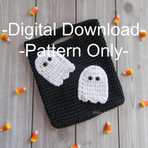 Patrón de crochet para bolsa de dulces o trucos - aplique fantasma - DESCARGA DIGITAL PDF -