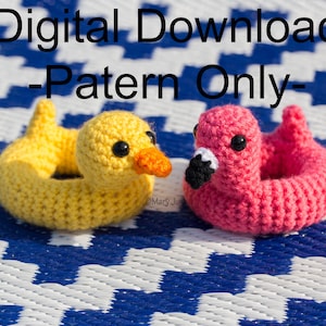 Crochet flamingo/duck pool floaty duo pattern - PDF DIGITAL DOWNLOAD -