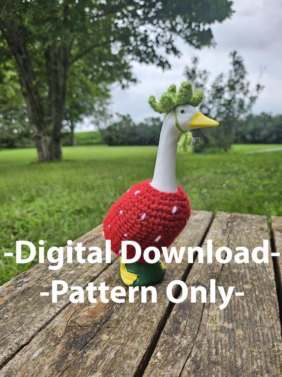 Crochet desk goose strawberry outfit pattern - PDF DIGITAL DOWNLOAD -