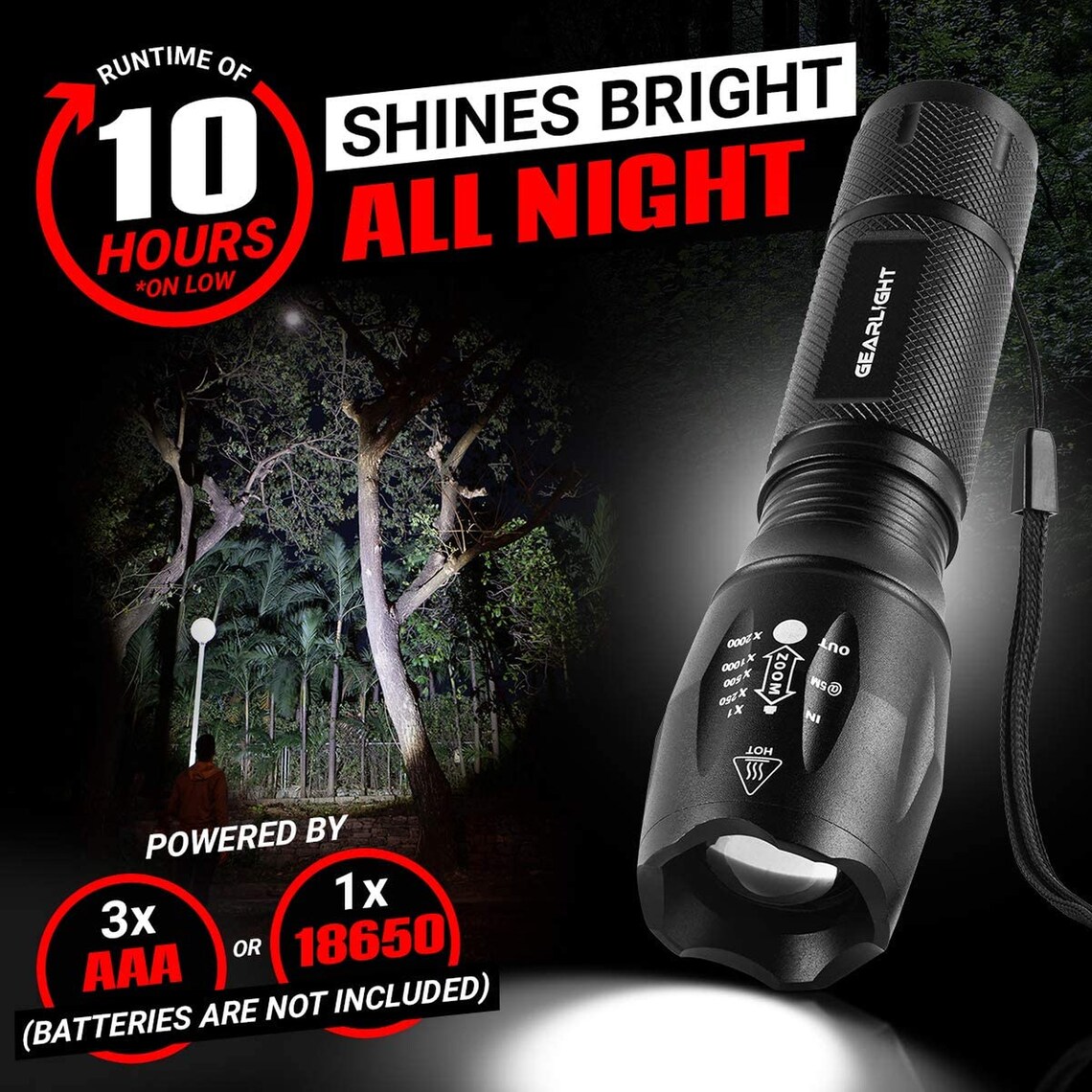 GearLight LED Tactical Flashlight S1000 2 Pack High Lumen | Etsy