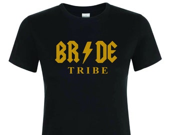 ACDC Bride Tribe hen party T-shirt/Personalised Hen Party/Hen Do/Bachelorette Party t-shirts/ Hen party Tee's for the Bride Tribe